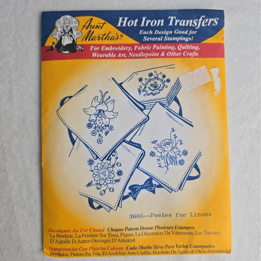 Aunt Martha's Hot Iron Transfers 3605 Posies for Linens Crafts Embroidery Quilt